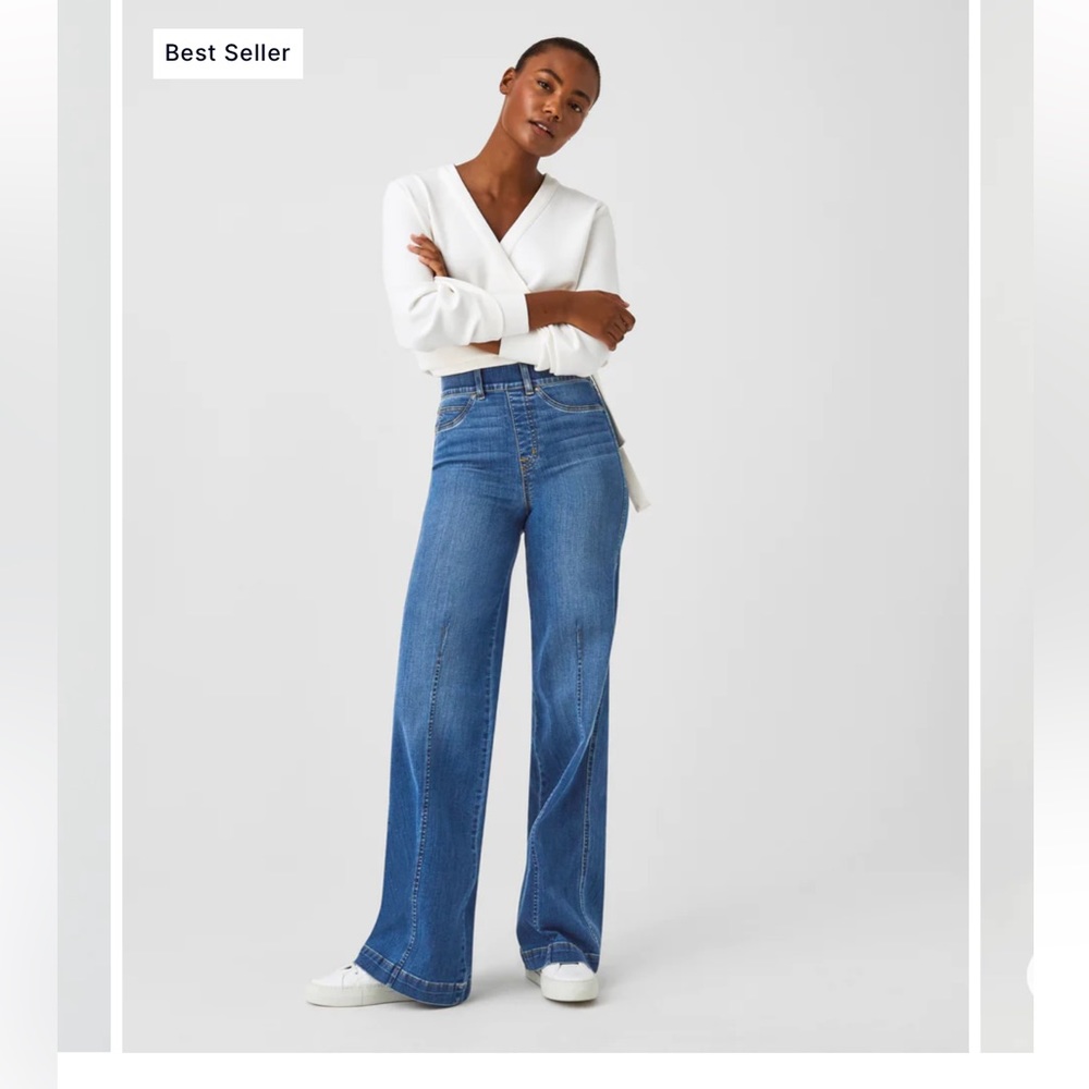 SPANX Seamed Front Wide Leg Jeans Vintage Indigo (worn once)